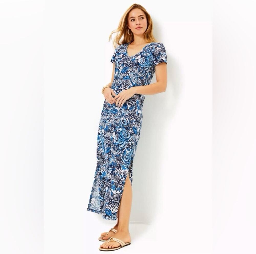 Lilly Pulitzer Etta Maxi Dress in Low Tide Navy Pandarama